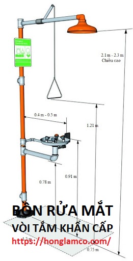 Phân biệt vòi rửa mắt khẩn cấp và cây tắm khẩn cấp kết hợp bồn rửa mắt